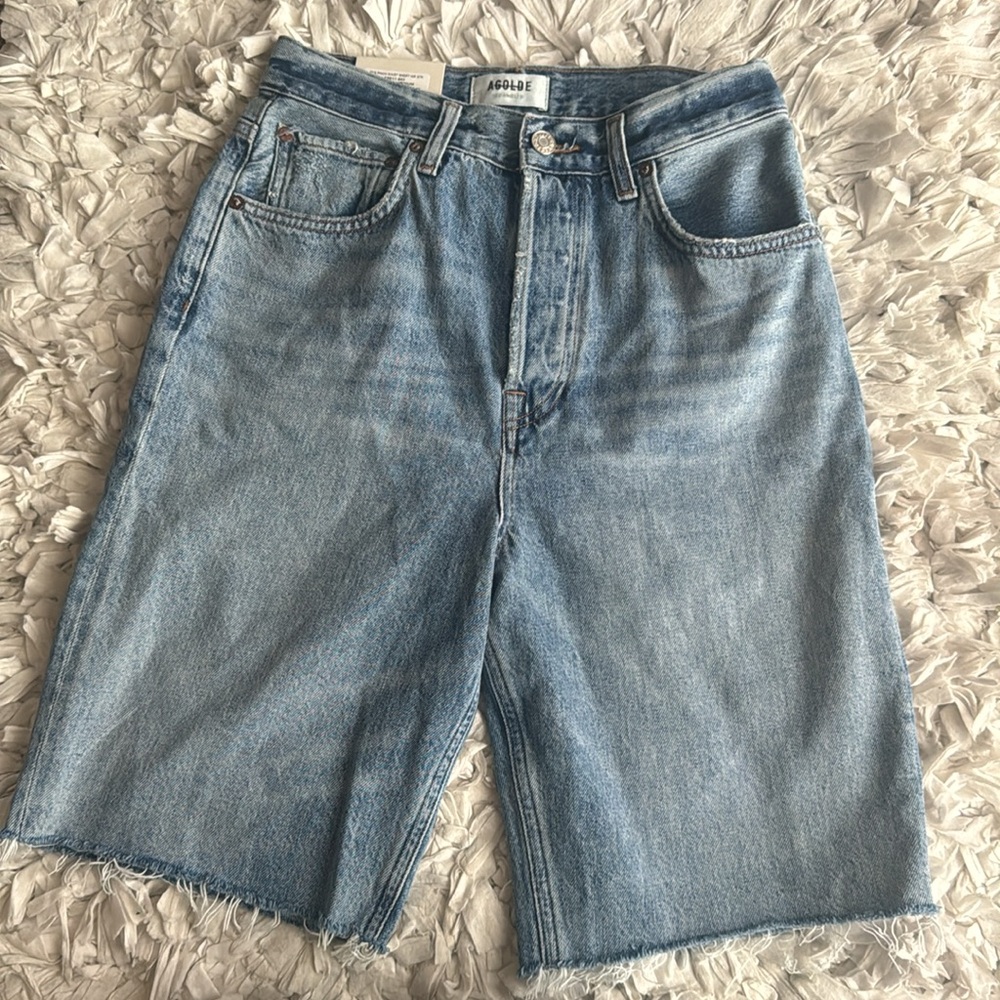 Agolde 90s Shorts, Light Wash High-Rise Denim Bermuda, Size 26 - Picture 5 of 14